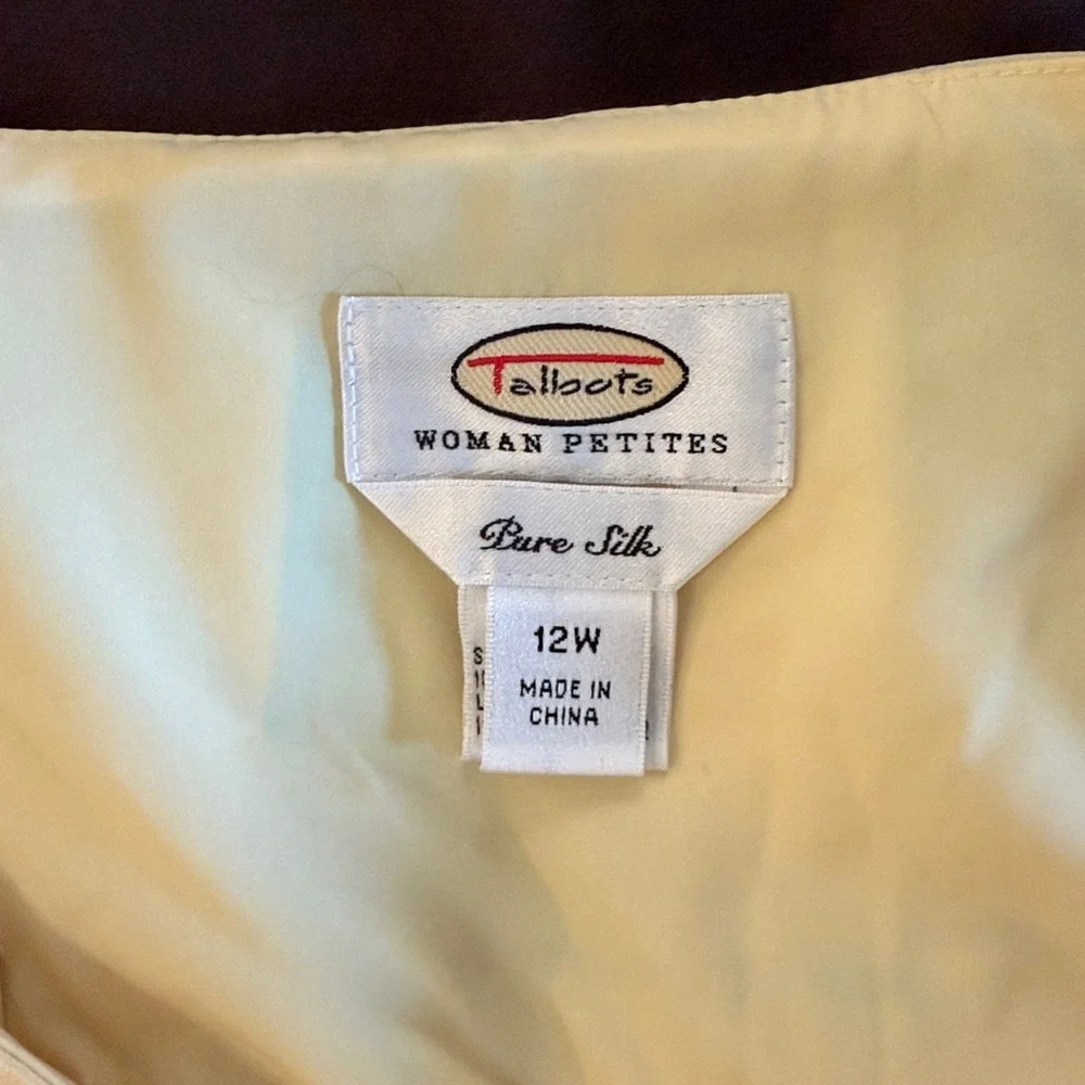 Talbots Women's 100% Silk Fully Lined Skirt Yellow/Orange/Brown Size 12W NWT